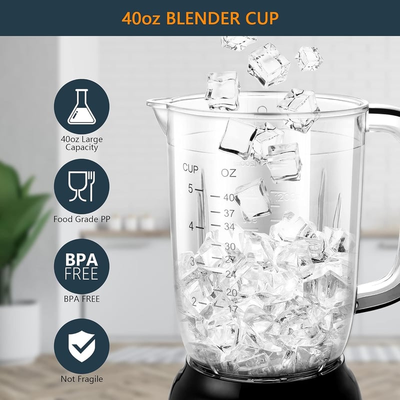 Bear 500W Professzionális Turmixgép 1,2L Kehellyel - Jégzúzás, Smoothie Készítés, Öntisztító