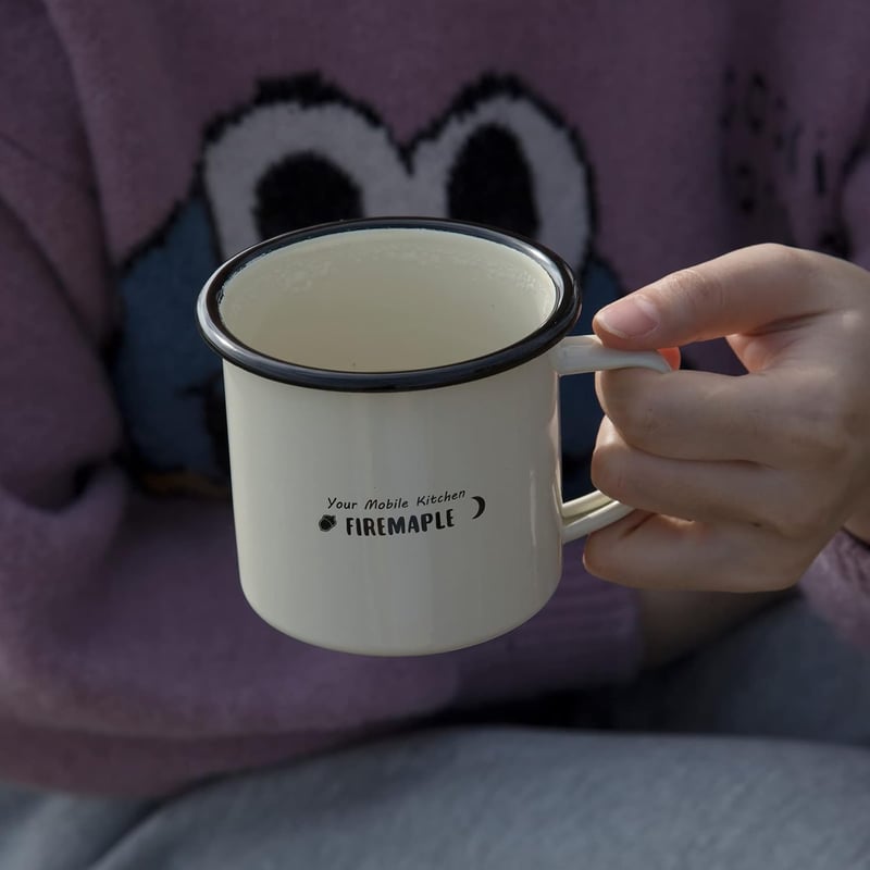 Fire-Maple Zománcozott Kemping Bögre 350ml - Hőálló Kávés Teás Pohár Utazáshoz, Irodába, Otthonra - Klasszikus Stílusú Hordozható Ivókupa