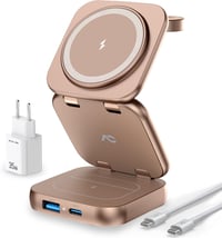 AC Island 5 az 1-ben Mágneses Töltőállomás iPhone 16/15/14/13/12, Apple Watch, AirPods Készülékekhez - Összecsukható Utazási Vezeték Nélküli 1
