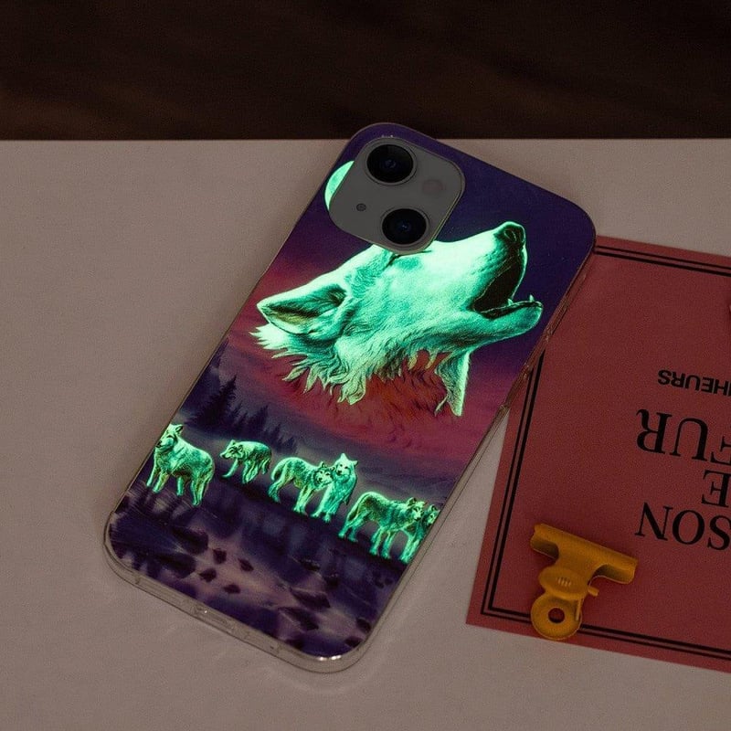 iPhone 13 Mini Foszforeszkáló Farkasos Szilikon Tok