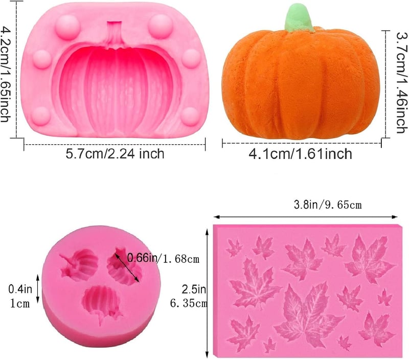 Szilikon Halloween Tök és Juharlevél Sütőforma Szett - 3D Süteménydíszítő