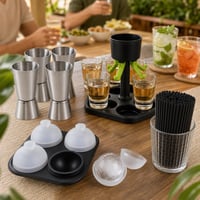 Set za kućni koktel bar: 4x jigger + 6x čaša za shot + kalup za led + 300x miješalica 1