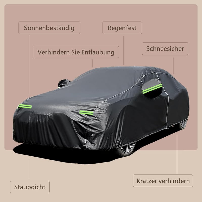 Generic Autótakaró Volkswagen VW Touran 2003-2024 Modellekhez - Vízálló, Szélálló, UV-védelem, Pamut Béléssel, Cipzáras Ajtónyílással, Feket