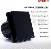 STERR Nero 100 mm-es halk fürdőszobai ventilátor - Erős légkivezető 5