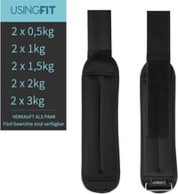 USINGFIT Set Greutăți pentru Glezne și Încheieturi 2x2kg - Greutăți Ajustabile din Neopren pentru Fitness, Alergare, Gimnastică Acasă - Negru 2