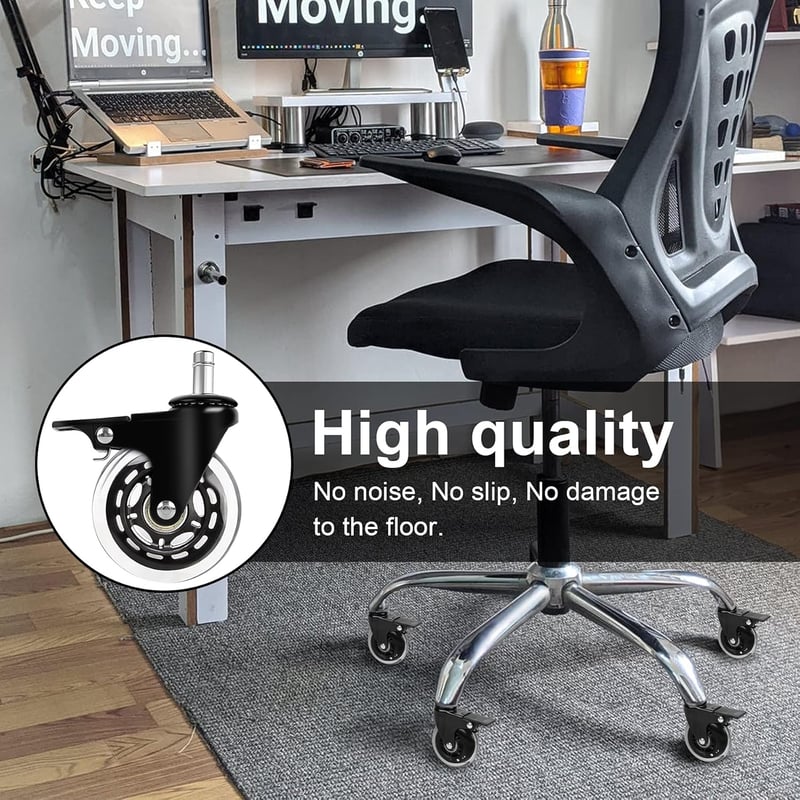 YAOBLUESEA Irodai Szék Görgők 5db - 11x22mm Univerzális Csendes Padlóvédő Kerekek 75mm - Parketta, Laminált Padló Kompatibilis Forgószék Alk