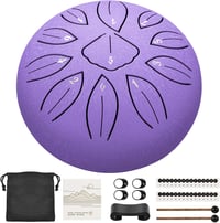 LEKATO Acél Nyelv Dob 15,2 cm 11 Hangú C Hangolású Ütőhangszer Meditációhoz és Jógához - Levendula Színű Kézidob Kezdőknek 1