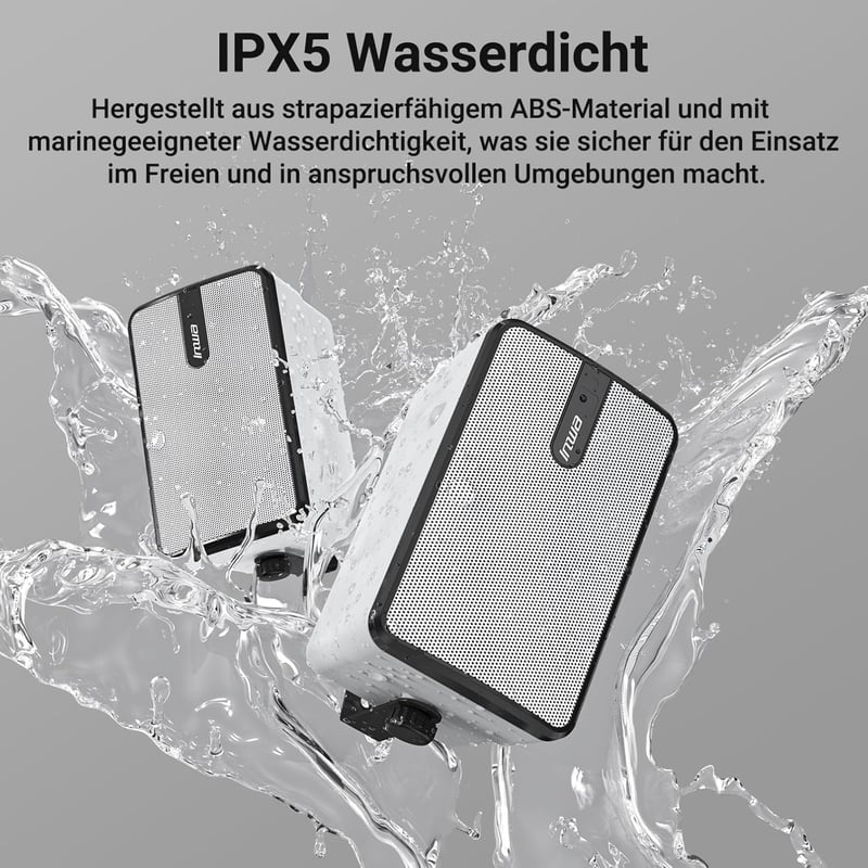 Inwa Bluetooth Kültéri Hangszóró, 250W Vezeték Nélküli Hangrendszer, IPX5 Vízálló, Falra Szerelhető, 2db Szinkronizálható Hangszóró Távirány