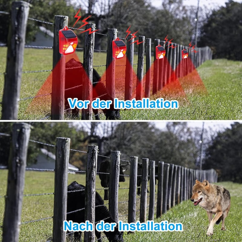 DAYTEE Napelemes Mozgásérzékelős Riasztó Stroboszkóp Fénnyel és Távirányítóval, 100dB, IP55 Vízálló