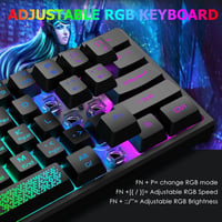 LexonElec 60% Mini Gamer Billentyűzet és Egér Szett - Fekete, RGB Háttérvilágítás, Mechanikus Érzetű, Ergonomikus, 12000 DPI Méhsejt Egér, U 4