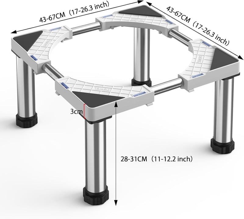 DEWEL Állítható Hűtőszekrény Alátét Keret 28-31 cm Magasságú, Mosogatógéphez, Fagyasztóhoz és Háztartási Gépekhez (45-67 cm Szélesség) - White(28-31cm)
