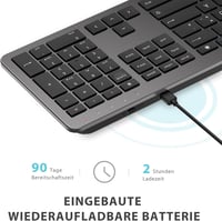 iClever Vezeték Nélküli Billentyűzet és Egér Szett - Újratölthető, Ultravékony, Csendes, QWERTZ Kiosztású PC/Laptop Billentyűzet, Szürke - grey 3