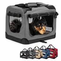 Skladací prepravný box pre psov lionto na cesty a do auta, 50x34x36 cm, sivý, bez deky — Chýbajúca deka (stav: pozri 2. obrázok) 1