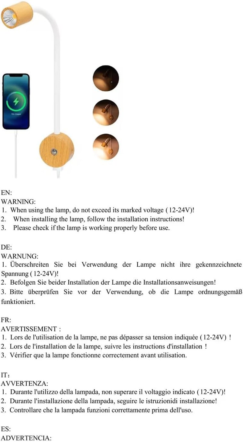 SUPAREE 12V LED lámpa lakóautóba, USB-vel, szabályozható, meleg fehér és kék fénnyel
