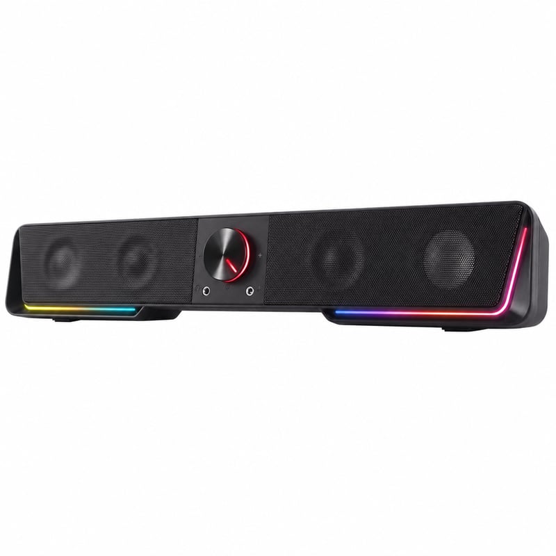 Speedlink Gravity RGB stereo soundbar k PC — chybný, čiastočne funkčný: počas používania vydáva frekvenčný šum (stav: viď 2. obrázok)