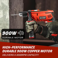 ENVENTOR 900W Ütvefúró, 2 az 1-ben Elektromos Fúró 36 Tartozékkal, 0-3000 RPM, 360° Forgatható Fogantyú, 13mm Tokmány, Betonhoz, Fémhez és F 3