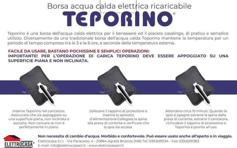 Elettrocasa újratölthető elektromos melegvíz palack táskával - felújított