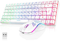 RedThunder 75% Vezeték Nélküli Gamer Billentyűzet és Egér Szett, QWERTZ DE Kiosztás, TKL Kompakt Mini Billentyűzet, 7200DPI Méhsejt Egér, PC - White 1