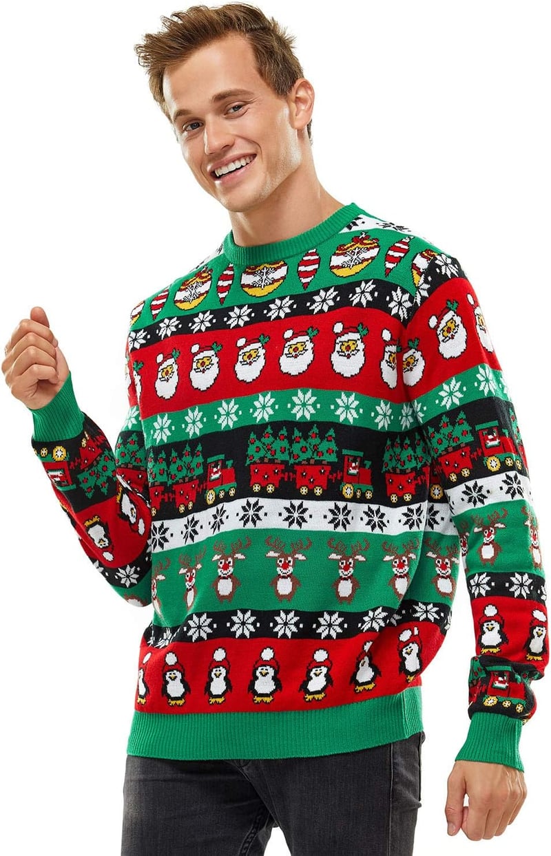 U LOOK UGLY TODAY Vicces Karácsonyi Pulóver Unisex, Vastag Kötésű Fair Isle Mintás, XL