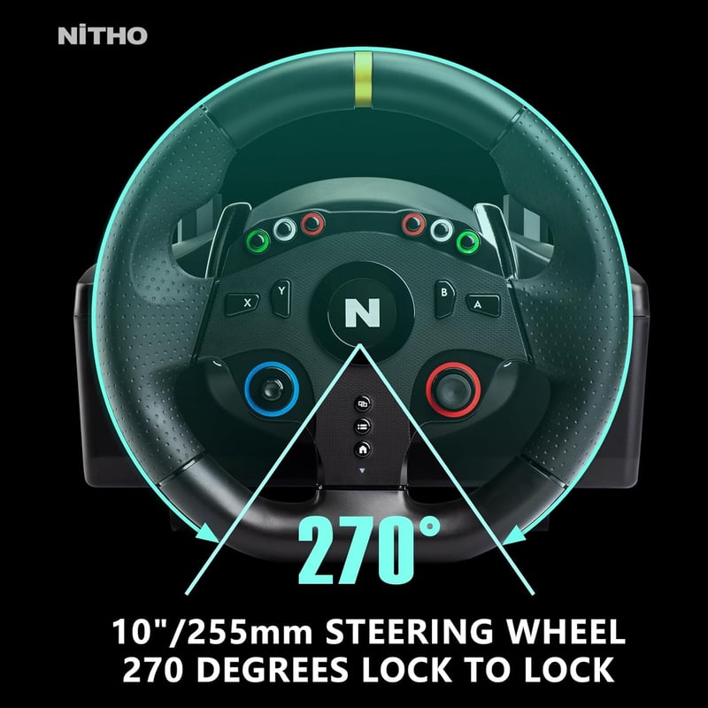 NITHO Drive Pro ONE V24 Gamer Versenykormány Pedálokkal, 270 Fokos Forgatás, PS4, PC, Xbox, Switch Kompatibilis, Vibrációs Funkcióval, Arcad
