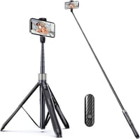 ATUMTEK 165 cm Szelfi Bot Tripod Állvánnyal - Levehető Bluetooth Távirányítóval, iPhone és Android Telefonokhoz, Videózáshoz, Vlogoláshoz, É 1