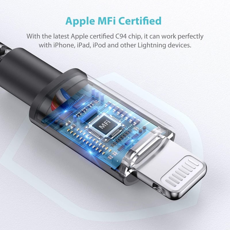 SYNCWIRE USB-C Lightning kábel 1m MFi iPhone 12/11/XS/XR MacBook iPad fekete