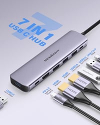 Newmight 7 az 1-ben USB-C Dokkoló Állomás Kettős Monitor Támogatással - 2 HDMI, 3 USB 3.0, 100W PD - Dell, HP, iPhone 15 Kompatibilis 2