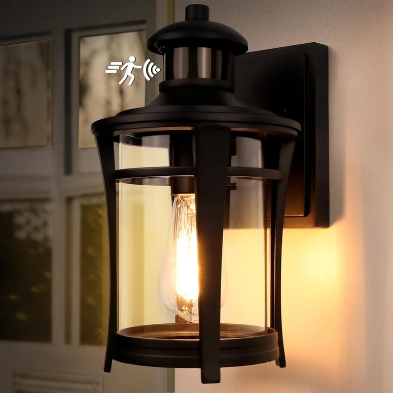 Lamomo Kültéri Fali Lámpa Mozgásérzékelővel - 3 Világítási Mód, Vízálló LED Lámpatest, 100 Lumen, E27 Foglalat, Klasszikus Dizájn, Alumínium