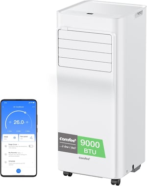 Comfee Breezy Cool Pro 2.6 Prijenosni klima uređaj 9000 BTU 2,6 kW, WiFi kontrola putem aplikacije, Hlađenje-Ventilacija-Odvlaživanje, do 88 m³, Bijeli