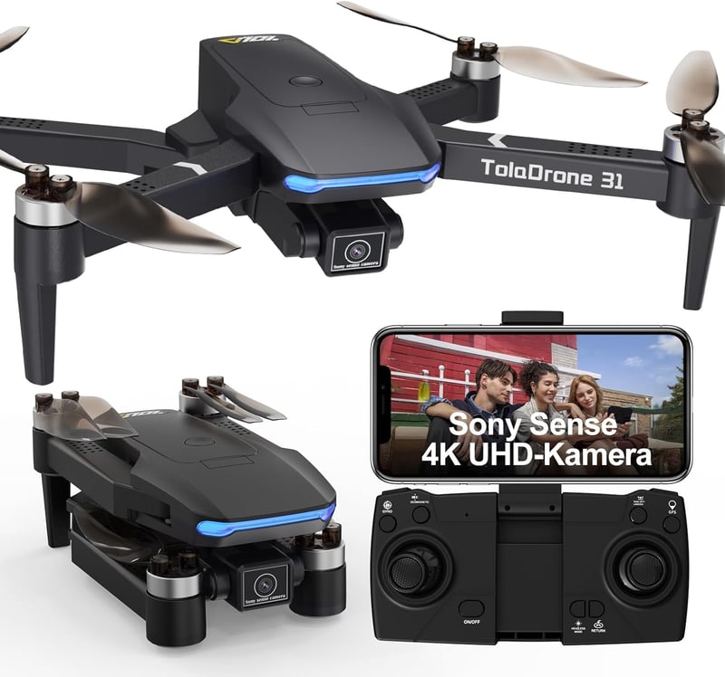 Toladrone TD31GPS 4K Drón GPS Navigációval - 5G WiFi FPV Élőkép, Kefenélküli Motor, Automatikus Visszatérés, Követés Funkció, Kezdőknek és H