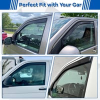 ZWPARTS Szélterelő Készlet VW T5 T6 Modellekhez - 2db Fekete Öntapadós Ablak Légterelő, Eső és Szélvédő, Klipsszel Rögzíthető Oldalsó Ablako 4