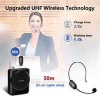 Xiaokoa UHF Vezeték Nélküli Fejpántos Mikrofon 50m Hatótávval - Túravezetőknek, Edzőknek 5