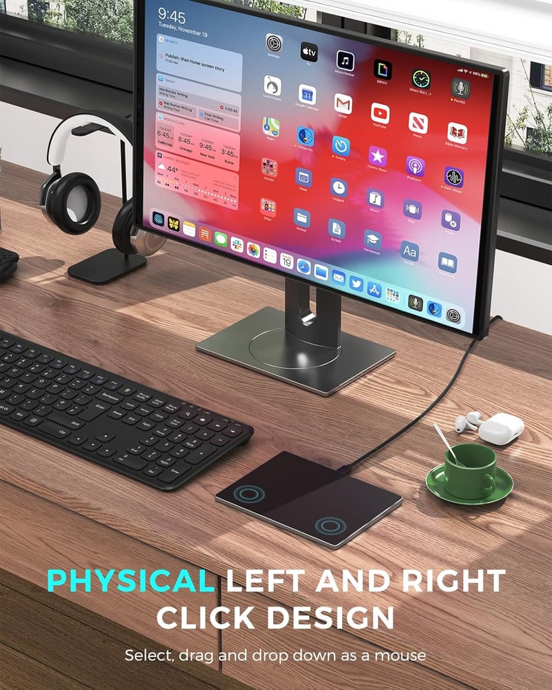 seenda Érintőpad PC-hez - Edzett Üveg Felületű Vezetékes Trackpad Alumínium Alappal, Nagy Pontosságú Navigáció Windows 10/11 Rendszerekhez (