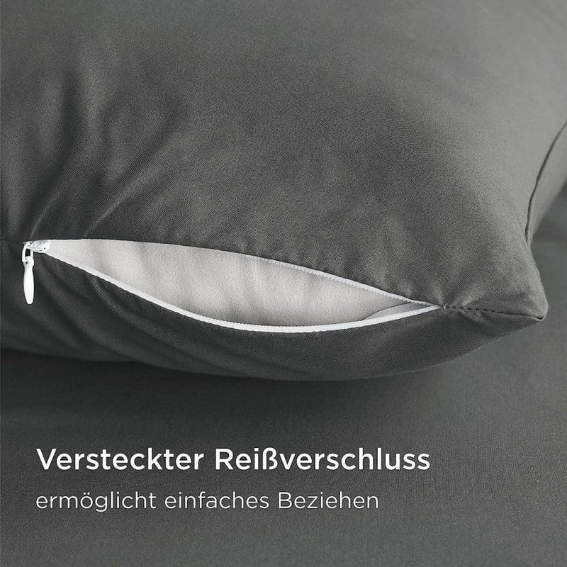 Bedsure szürke cipzáros pamut párnahuzat szett, 80x80 cm, 2 db
