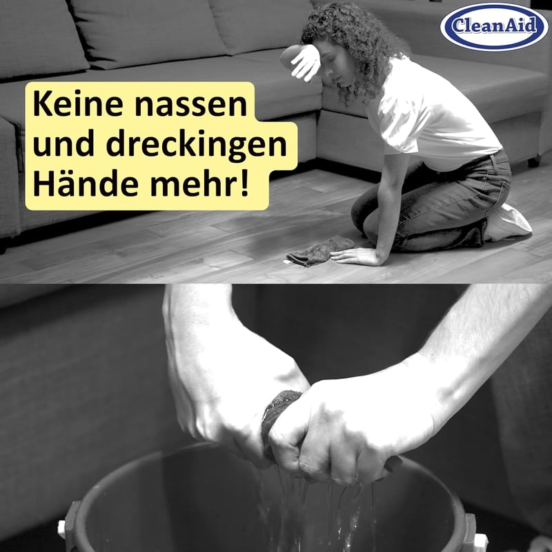 CleanAid OneTouch GO! Felmosó - Rozsdamentes Acél Nyéllel, Extra Nedvszívó PVA Szivaccsal, Csavarófunkcióval, Összecsukható Szegmensekkel Pa