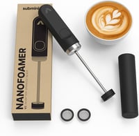 Subminimal NanoFoamer V2 Kézi Tejhabosító | Mikro-habosított Tej Barista Minőségű Kávéitalokhoz | Elemes Tejhabosító Cappuccino, Latte és Fo 1