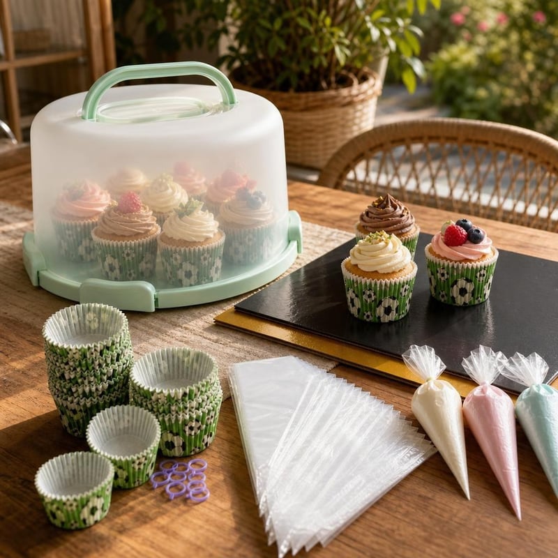 Set Cofetărie MuffinMagic: cutie tort + 2000 forme brioșe + 100 poșuri + suport tort