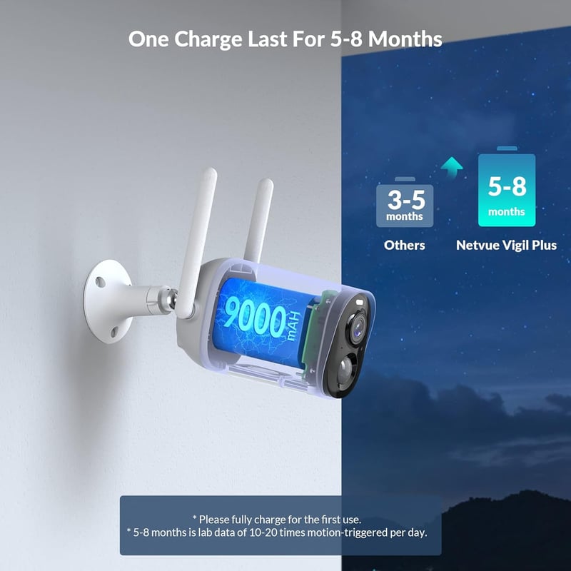 NETVUE 2K Akkus Kültéri WiFi Kamera Éjjellátással és Mozgásérzékelővel