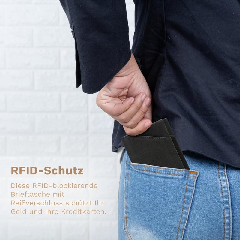 DONBOLSO Férfi Bőr Vékony Pénztárca Érmés Rekesszel - RFID Blokkoló Kártyatartó - Minimalista Első Zseb Pénztárca Ajándékdobozban