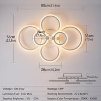 Mennyezeti LED Lámpa 54W Távirányítóval - Kerek, Dimmelhető, 2700K-6500K, 4860 Lumen, Applikációval Vezérelhető 5
