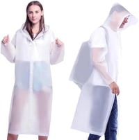 ZLXFT Unisex Esőponcsó Kapucnival - Vízálló Átlátszó Esőkabát Túrázáshoz, Kerékpározáshoz, Kempingezéshez és Utazáshoz, Fehér 2