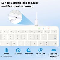 Qulose ultravékony ergonomikus bluetooth billentyűzet iPadhez - német QWERTZ, fehér 3