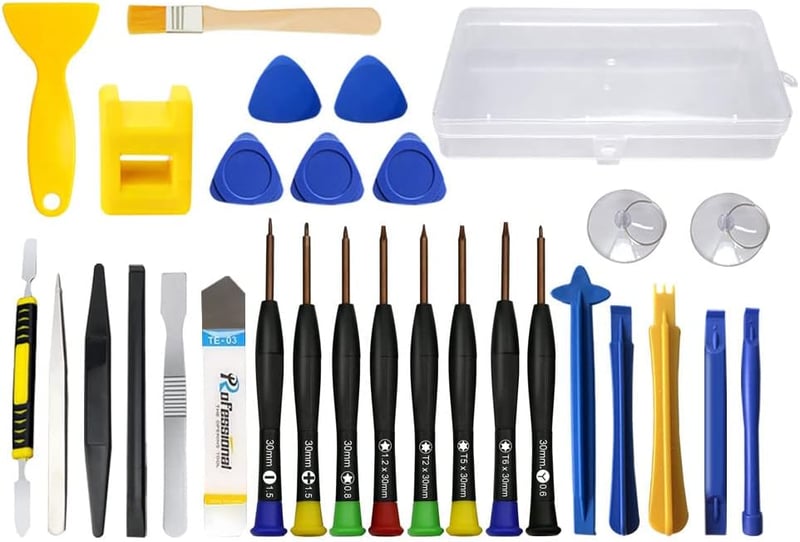 RealPlus 30 részes mini mágneses csavarhúzó készlet - 8 Torx, 16 feszítőszerszám, mágnesező eszköz - Telefonokhoz, tabletekhez, órákhoz, PS4