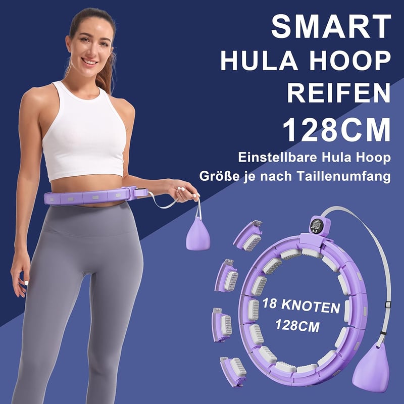 Okos Hullahopp Karika Felnőtteknek - XXL 128cm, Súlyozott, Számláló, Csendes
