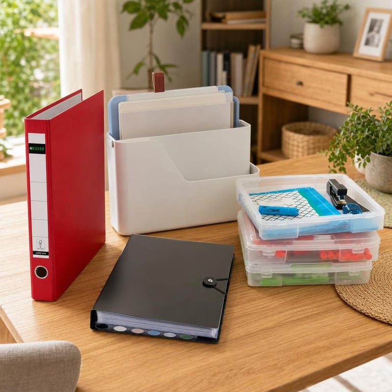 Set za organizaciju dokumenata: 1x registrator + 1x mapa + 1x organizator + 3x kutija za pohranu