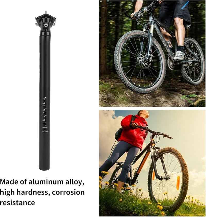 Állítható alumínium MTB nyeregcső 31,6x400mm - Fekete, rugós