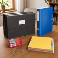 Uredski organizator: 100x kvačica 32mm + harmonika mapa A4 + registrator + 100x razdjelnik 1