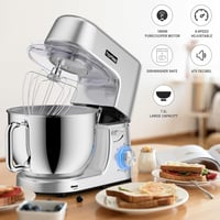 homlee 1800W Konyhai Robotgép 7,2L Rozsdamentes Acél Tállal - Dagasztó, Keverő és Habverő Tartozékokkal, Túlmelegedés Elleni Védelemmel, Ezü 6