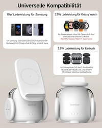 SwanScout 707S 3 az 1-ben Vezeték Nélküli Indukciós Töltőállomás Samsung S25 Ultra/S24/Z Flip 6/Z Fold 6 Telefonokhoz, Galaxy Watch 7/6/5/4  4