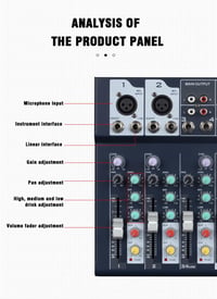 Weymic F7 Professzionális Keverőpult 7 Csatornával - USB Audio Interfész, Sztereó Hangszínszabályzó DJ, Színpad, Karaoke Használatra 14